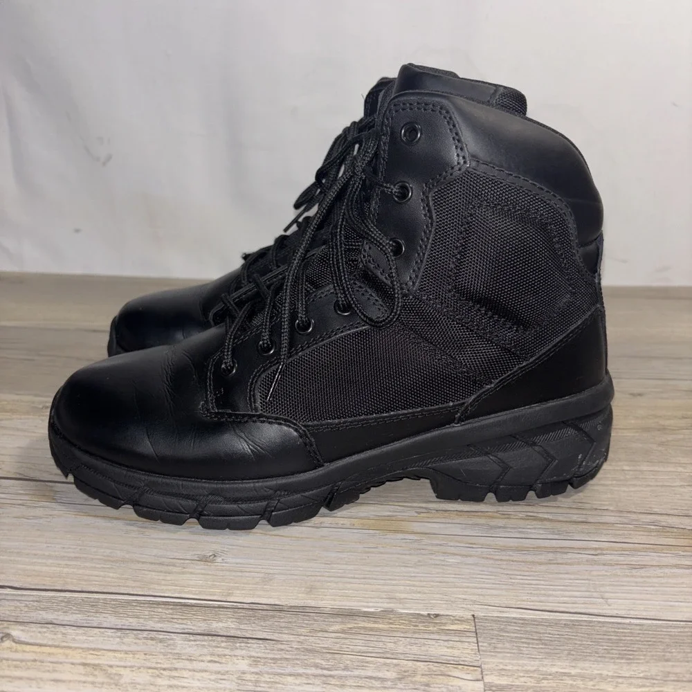 Interceptor Mens 9.5 Black Combat Boots Anti-Fatigue Lace & Zip No Insoles